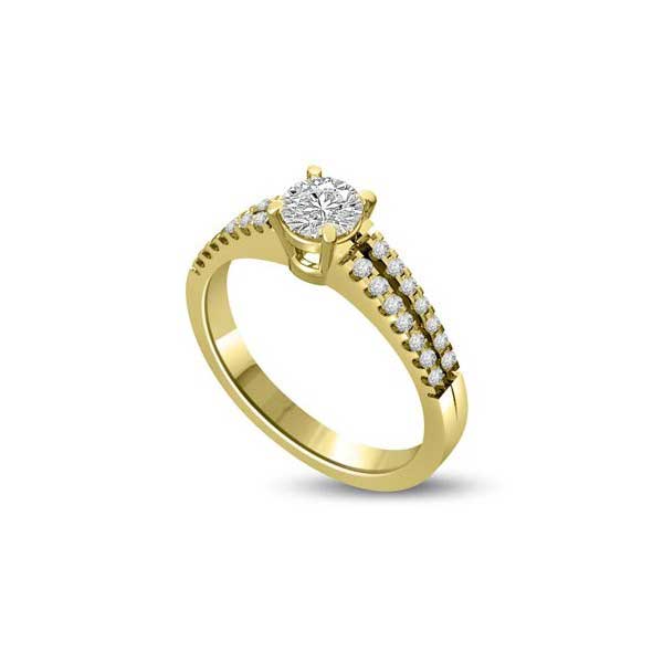 Solitaire Shoulder Diamond Engagement Ring 18ct Yellow Gold - R281