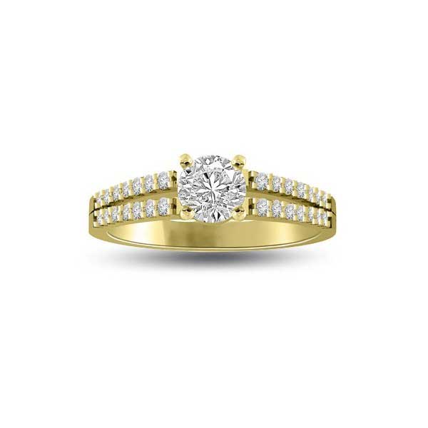Solitaire Shoulder Diamond Engagement Ring 18ct Yellow Gold - R281