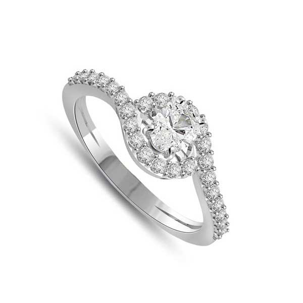 Solitaire Shoulder Diamond Engagement Ring 18ct White Gold - R290