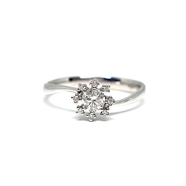 Diamond Cluster Engagement Ring 18ct White Gold - RB042