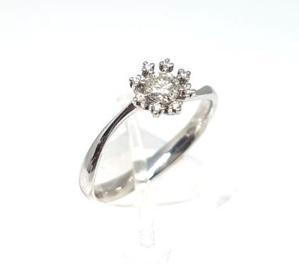 Diamond Cluster Engagement Ring 18ct White Gold - RB042