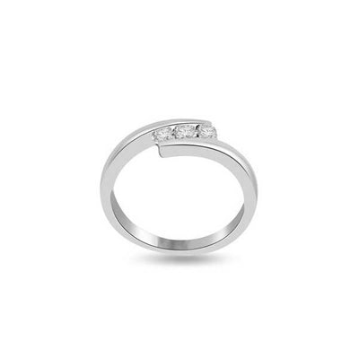 Three Stones Trilogy Diamond Engagement Ring 18ct White Gold - R161