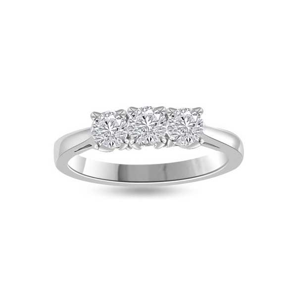 Three Stones Trilogy Diamond Engagement Ring Platinum - R193