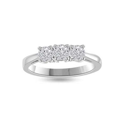 Three Stones Trilogy Diamond Engagement Ring 18ct White Gold - R193