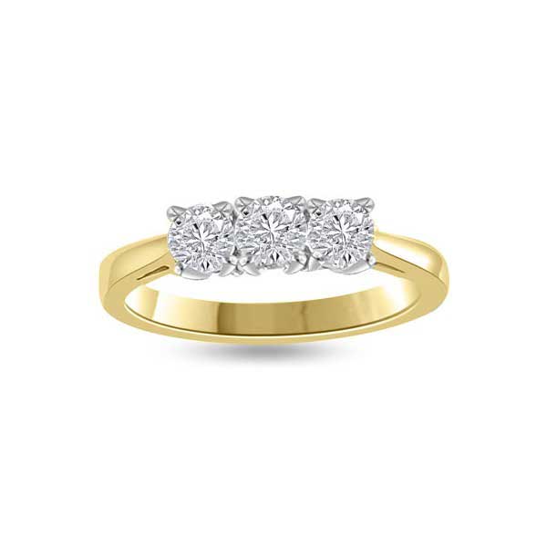 Three Stones Trilogy Diamond Engagement Ring 18ct Yellow Gold - R193