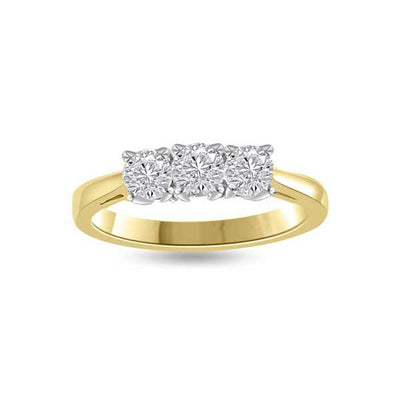 Three Stones Trilogy Diamond Engagement Ring 18ct Yellow Gold - R193