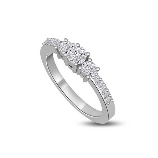 Three Stones Trilogy Diamond Engagement Ring 18ct White Gold - R235