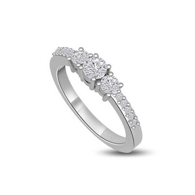 Three Stones Trilogy Diamond Engagement Ring Platinum - R235