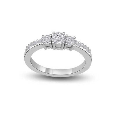 Three Stones Trilogy Diamond Engagement Ring Platinum - R235
