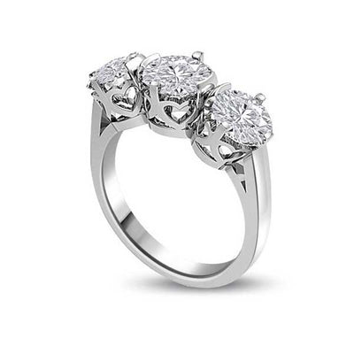 Three Stones Trilogy Crystal Engagement Ring 925 Silver - R273SL