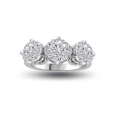 Three Stones Trilogy Crystal Engagement Ring 925 Silver - R273SL