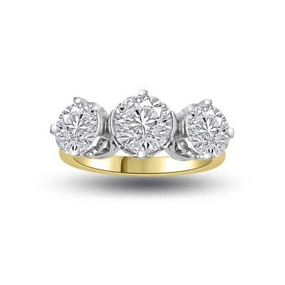 Three Stones Trilogy Diamond Engagement Ring 18ct Yellow Gold - R273