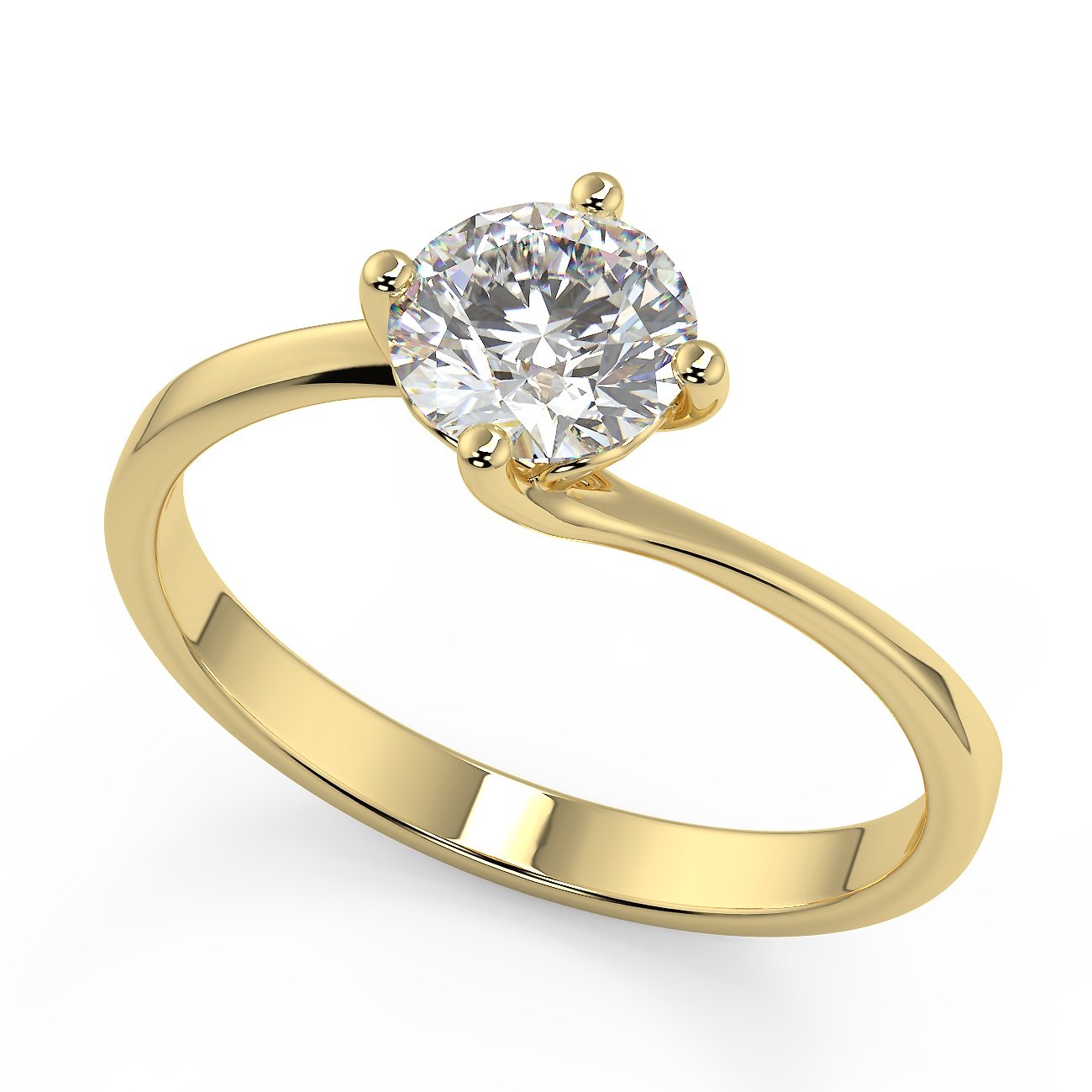 Anello di fidanzamento solitario con diamante in Oro Giallo 18ct - R998